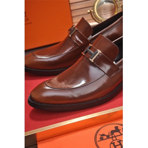 Replica Hermes Leather Shoes For Men #799604 $85.00 USD for Wholesale