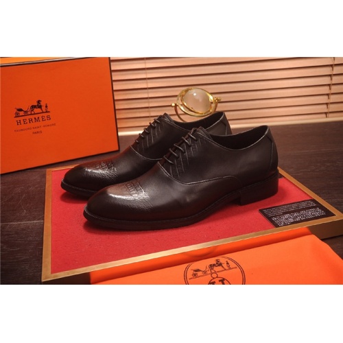 Replica Hermes Leather Shoes For Men #805905 $85.00 USD for Wholesale