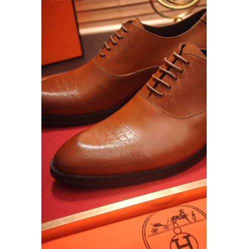 Replica Hermes Leather Shoes For Men #805906 $85.00 USD for Wholesale