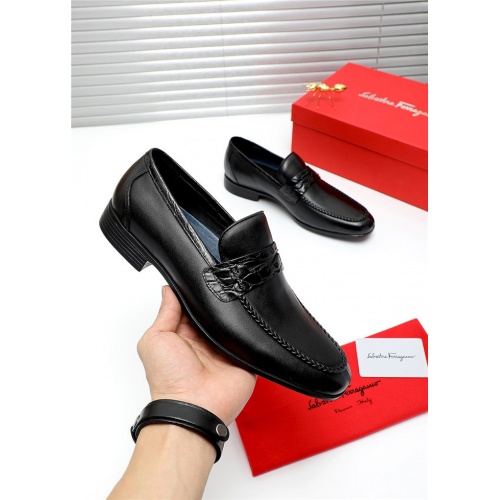 Replica Salvatore Ferragamo Leather Shoes For Men #808596 $80.00 USD for Wholesale