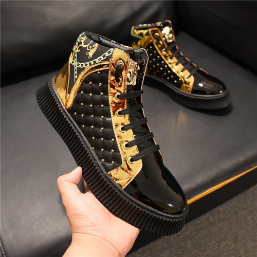 Replica Versace High Tops Shoes For Men #811117 $80.00 USD for Wholesale