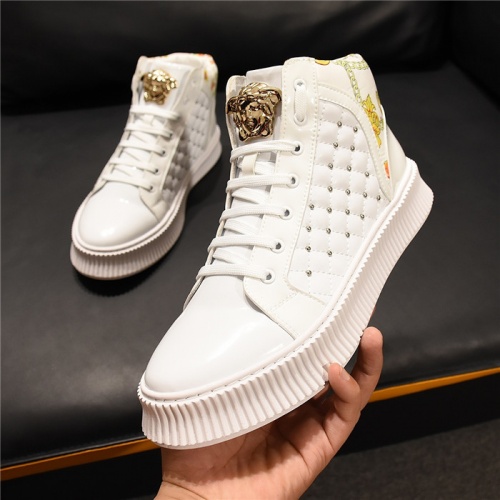 Replica Versace High Tops Shoes For Men #811119 $80.00 USD for Wholesale