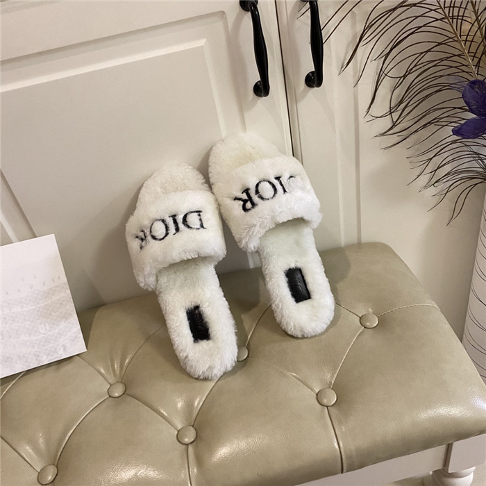 dior fur slippers