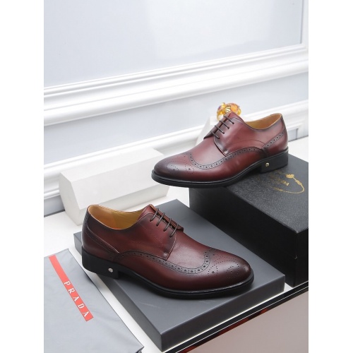 Replica Prada Leather Shoes For Men #811927 $82.00 USD for Wholesale