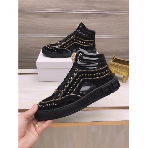 Replica Versace High Tops Shoes For Men #813693 $88.00 USD for Wholesale