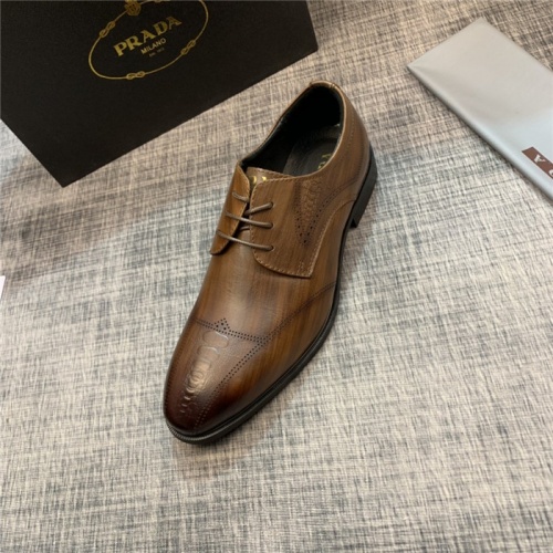 Replica Prada Leather Shoes For Men #814548 $82.00 USD for Wholesale