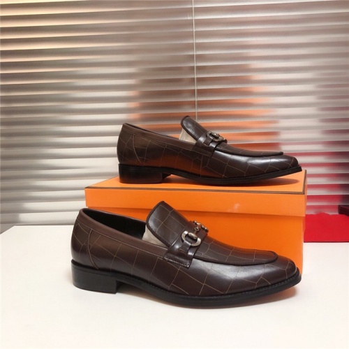 Replica Hermes Leather Shoes For Men #815683 $82.00 USD for Wholesale