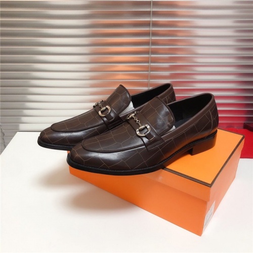 Replica Hermes Leather Shoes For Men #815683 $82.00 USD for Wholesale