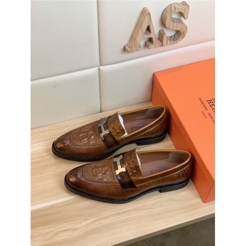 Replica Hermes Leather Shoes For Men #818997 $82.00 USD for Wholesale