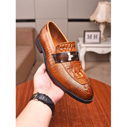 Replica Hermes Leather Shoes For Men #821086 $82.00 USD for Wholesale