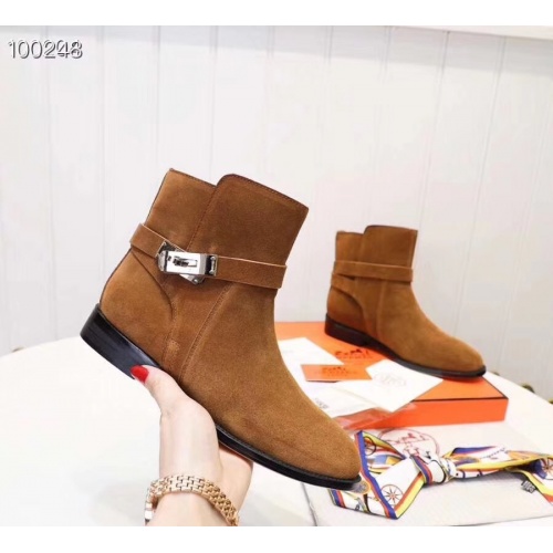 Replica Hermes Boots For Women #821597 $98.00 USD for Wholesale