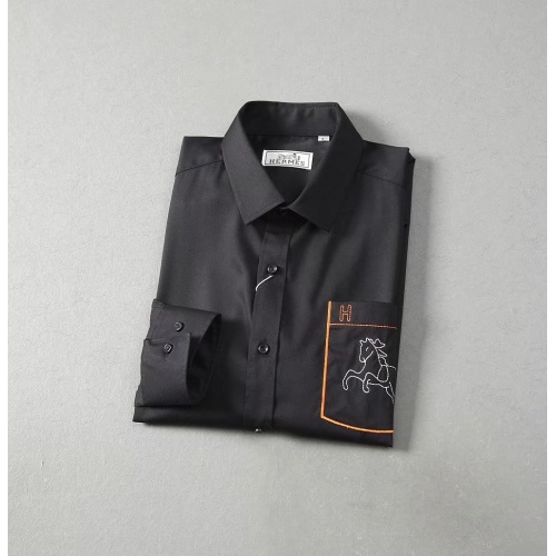Replica Hermes Shirts Long Sleeved For Men #822470 $42.00 USD for Wholesale
