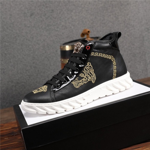 Replica Versace High Tops Shoes For Men #825240 $82.00 USD for Wholesale