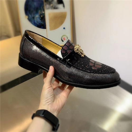 Replica Versace Leather Shoes For Men #827393 $80.00 USD for Wholesale