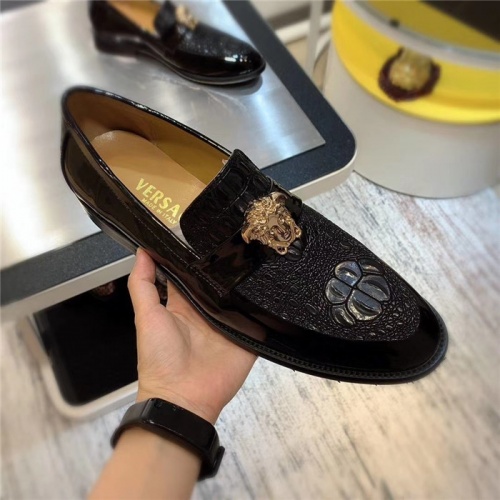 Replica Versace Leather Shoes For Men #827394 $80.00 USD for Wholesale