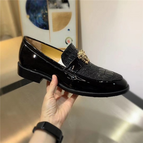 Replica Versace Leather Shoes For Men #827394 $80.00 USD for Wholesale