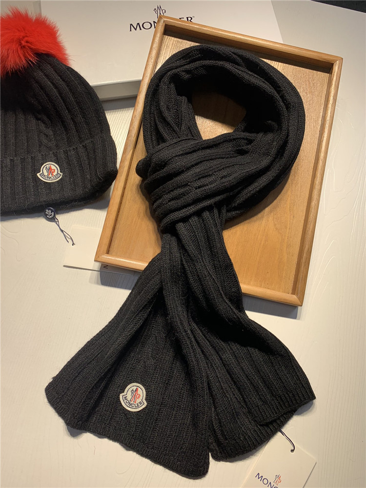 moncler hat and scarf set black