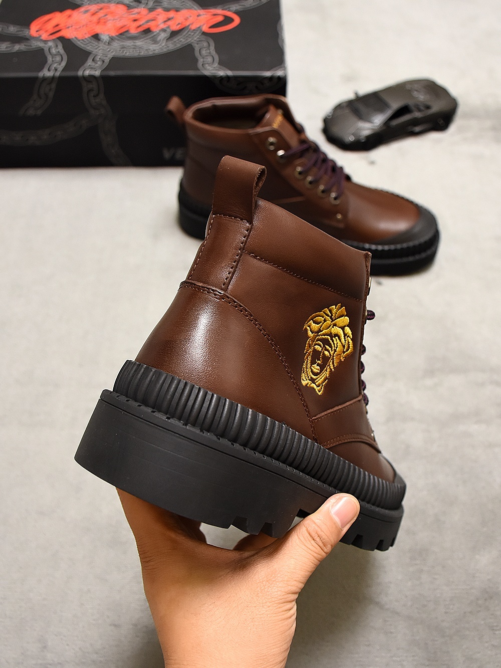 versace purple boots