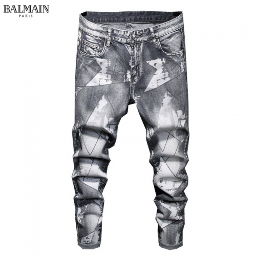 Replica Balmain Jeans For Men #829300 $48.00 USD for Wholesale