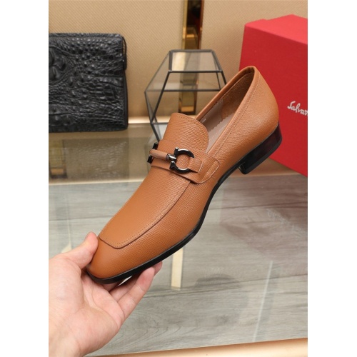 Replica Salvatore Ferragamo Leather Shoes For Men #829474 $118.00 USD for Wholesale
