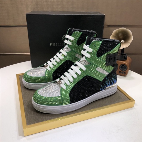 Replica Philipp Plein PP High Tops Shoes For Men #831152 $105.00 USD for Wholesale
