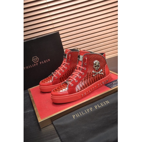 Replica Philipp Plein PP High Tops Shoes For Men #831443 $85.00 USD for Wholesale