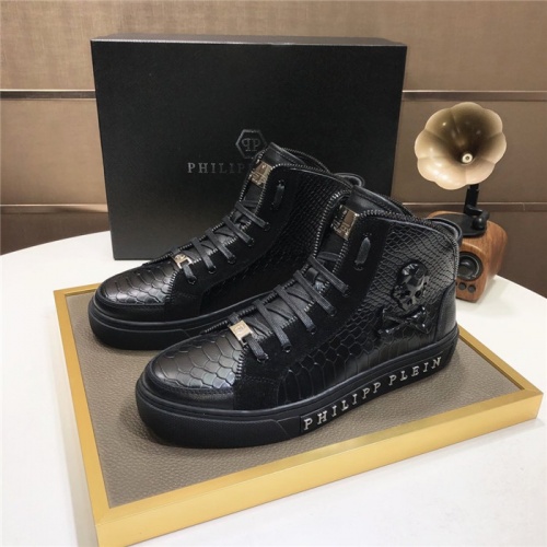 Philipp Plein PP High Tops Shoes For Men #832005 $85.00 USD, Wholesale Replica Philipp Plein PP High Tops Shoes