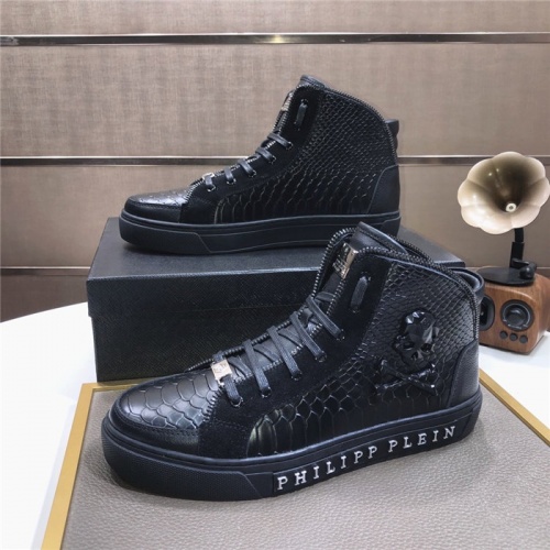 Replica Philipp Plein PP High Tops Shoes For Men #832005 $85.00 USD for Wholesale
