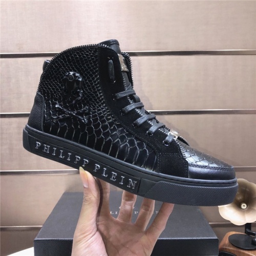 Replica Philipp Plein PP High Tops Shoes For Men #832005 $85.00 USD for Wholesale