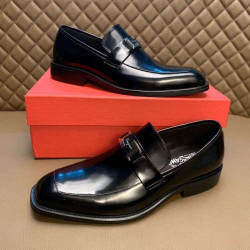 Replica Ferragamo Leather Shoes For Men #837352 $96.00 USD for Wholesale