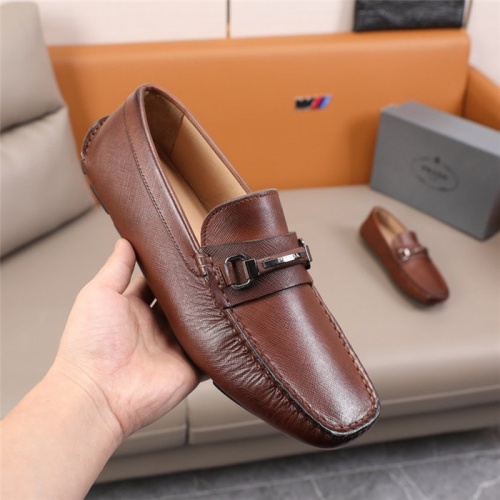 Replica Prada Leather Shoes For Men #845401 $92.00 USD for Wholesale