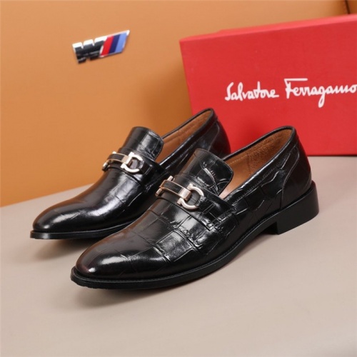 Replica Ferragamo Leather Shoes For Men #845407 $96.00 USD for Wholesale