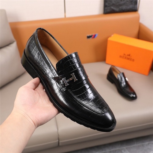 Replica Hermes Leather Shoes For Men #845411 $96.00 USD for Wholesale