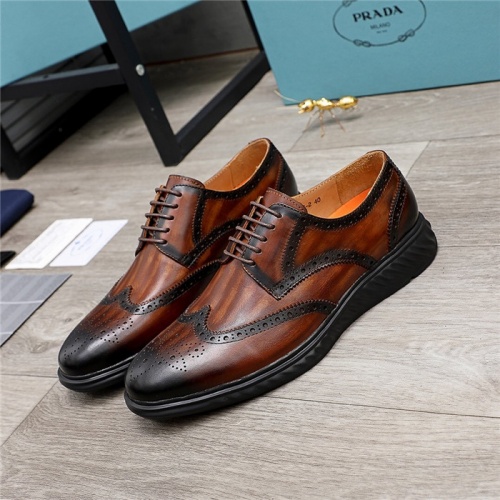Replica Prada Leather Shoes For Men #847729 $96.00 USD for Wholesale