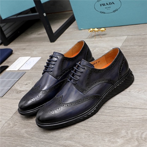 Replica Prada Leather Shoes For Men #847730 $96.00 USD for Wholesale