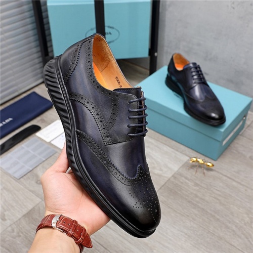 Replica Prada Leather Shoes For Men #847730 $96.00 USD for Wholesale