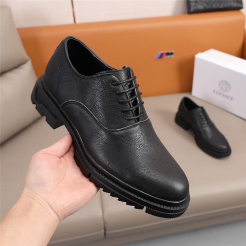 Replica Versace Leather Shoes For Men #847763 $92.00 USD for Wholesale