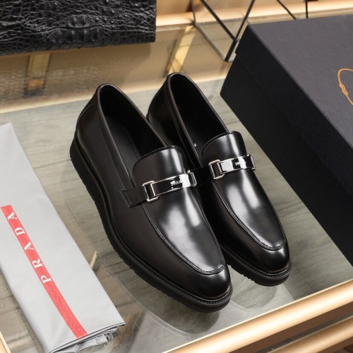 Replica Prada Leather Shoes For Men #848443 $100.00 USD for Wholesale