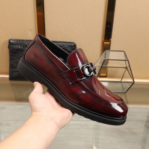 Replica Salvatore Ferragamo Leather Shoes For Men #849639 $98.00 USD for Wholesale