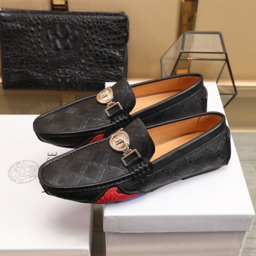 Replica Versace Leather Shoes For Men #850799 $85.00 USD for Wholesale