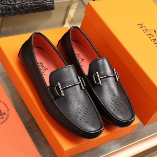 Replica Hermes Leather Shoes For Men #851896 $85.00 USD for Wholesale