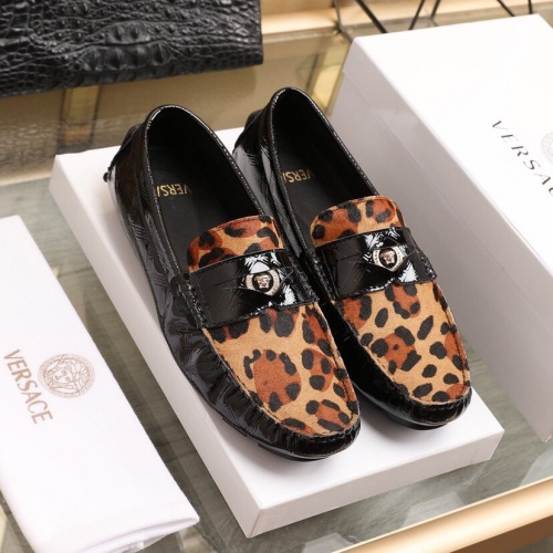 Replica Versace Leather Shoes For Men #851898 $85.00 USD for Wholesale
