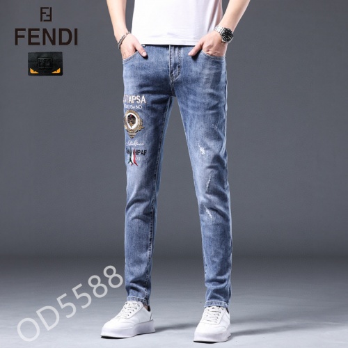 Replica Fendi Jeans For Men #852244 $48.00 USD for Wholesale