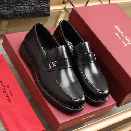 Replica Ferragamo Leather Shoes For Men #852619 $100.00 USD for Wholesale