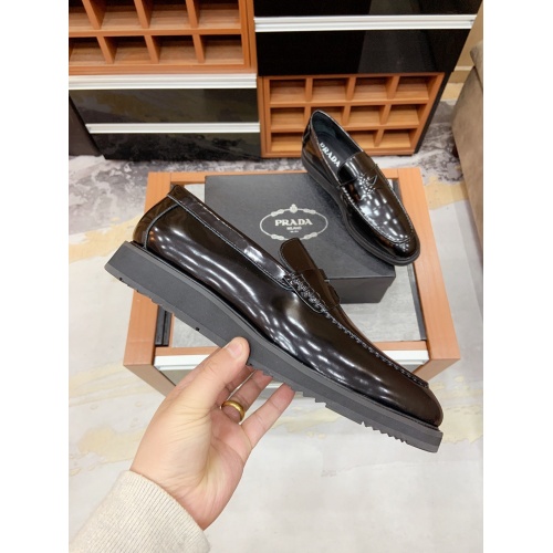 Replica Prada Leather Shoes For Men #853588 $92.00 USD for Wholesale