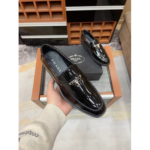 Replica Prada Leather Shoes For Men #853589 $92.00 USD for Wholesale