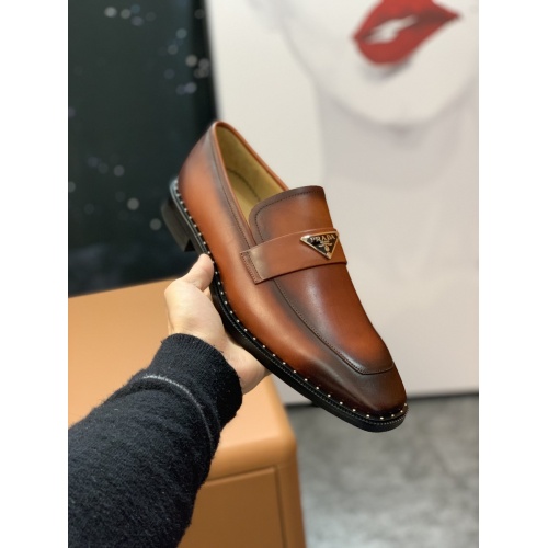 Replica Prada Leather Shoes For Men #857557 $100.00 USD for Wholesale