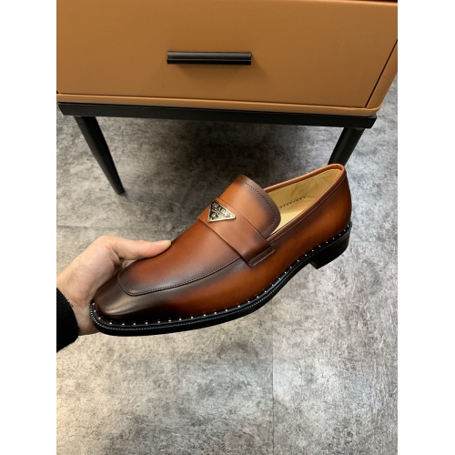 Replica Prada Leather Shoes For Men #857557 $100.00 USD for Wholesale
