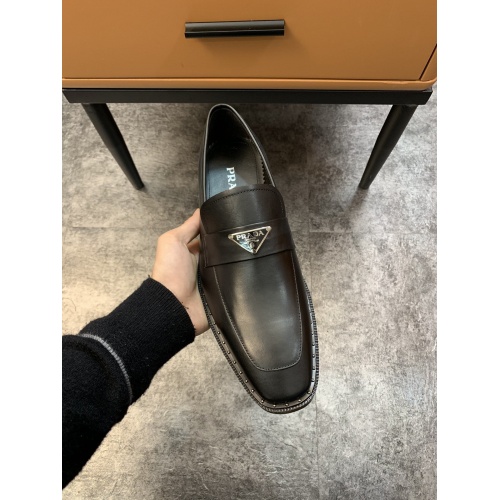Replica Prada Leather Shoes For Men #857558 $100.00 USD for Wholesale