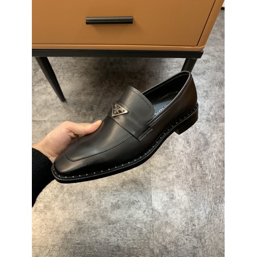 Replica Prada Leather Shoes For Men #857558 $100.00 USD for Wholesale